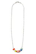 Pavones sterling silver necklace – African trade bead, freshwater pearl and coral – Low Tide LA handcrafted jewelry